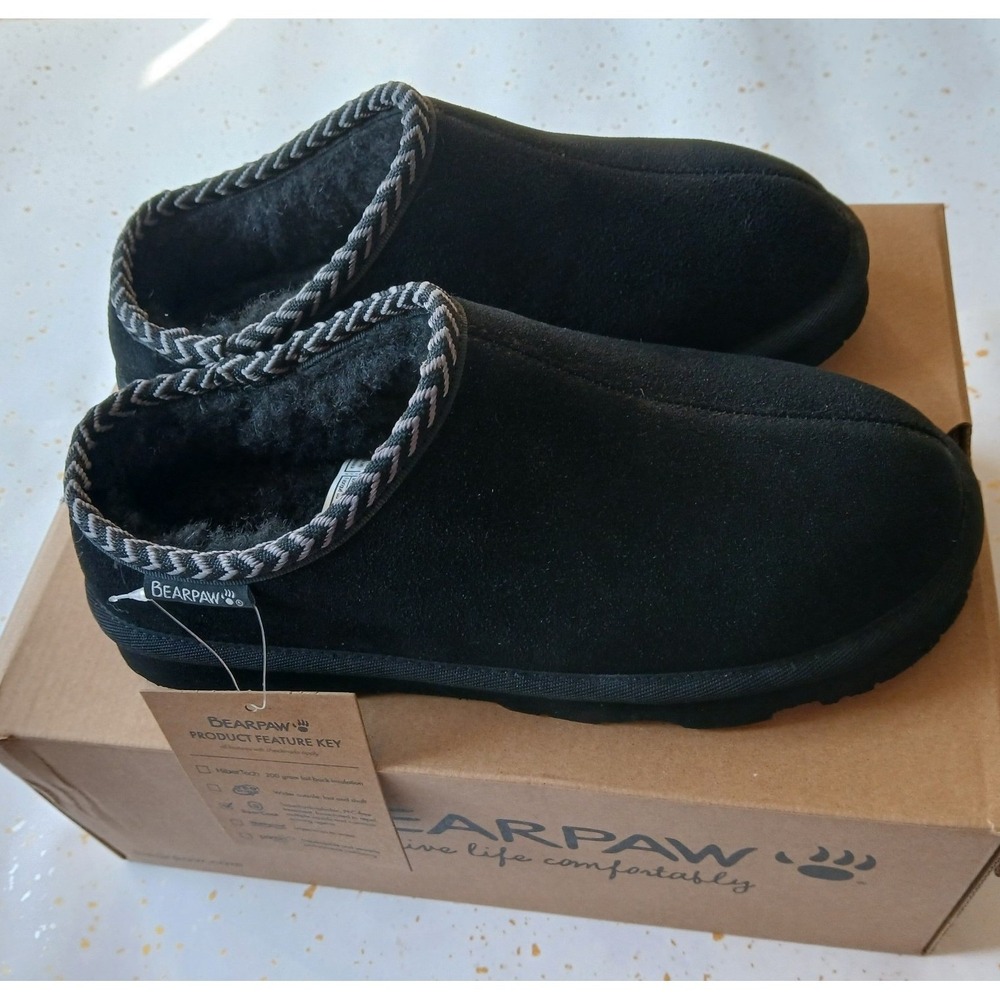 NIB BEARPAW Tabitha Comfort Wool/Suede Slippers - Size 7